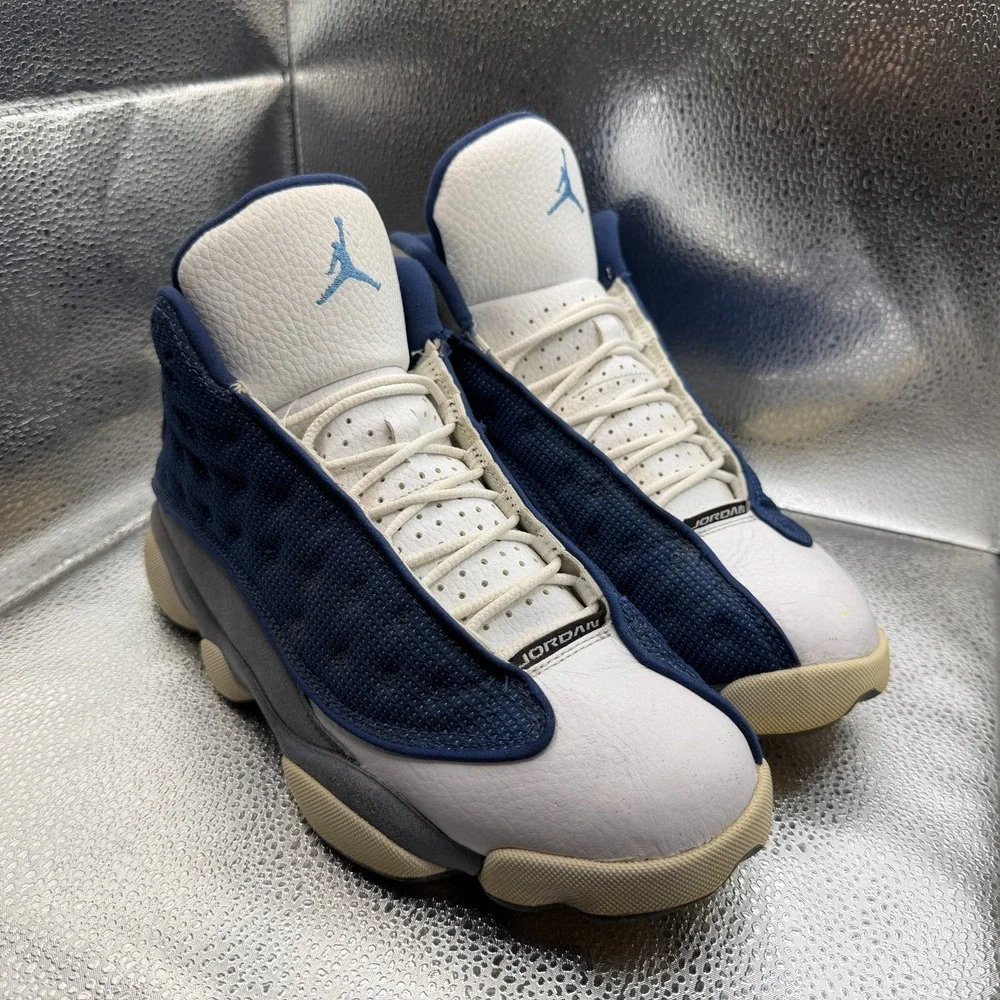 Size 9 Air Jordan 13 Retro Mid Flint French Blue Mens Sneaker Shoes 414571-404‎